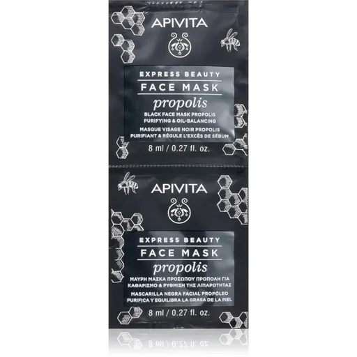 Apivita Express Beauty Purifying Face Mask Propolis Masca neagra de curatare pentru ten gras 2x8 ml