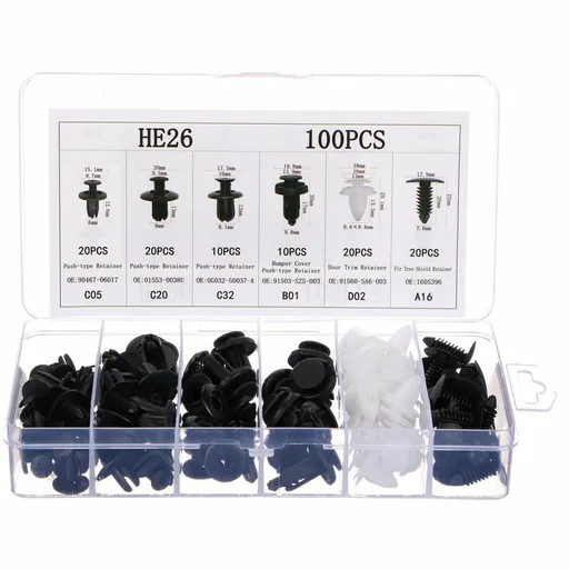 Sixtol Set de cleme, cleme și știfturi pentrutapițeria auto MECHNIC, 100 buc.