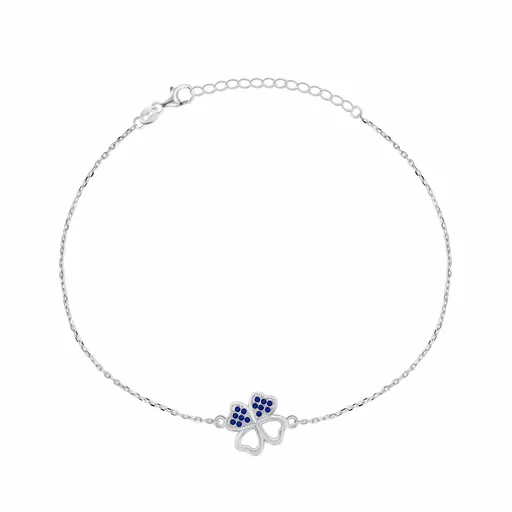 Brilio Silver Brățară din argint Trifoi cu zircon albastru BRC69WB