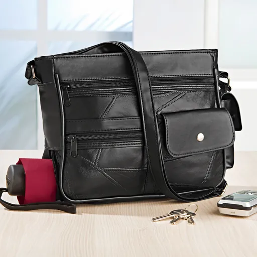 Geantă din piele în stil mozaic