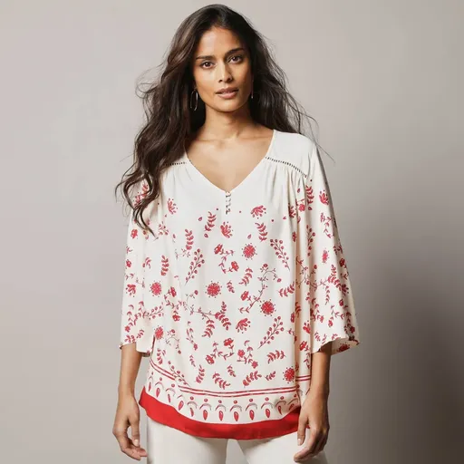 Tunică imprimată cu mâneci 3/4