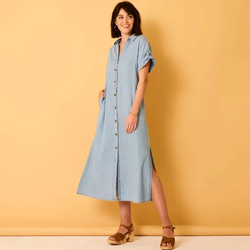 Rochie midi tip cămașă din denim