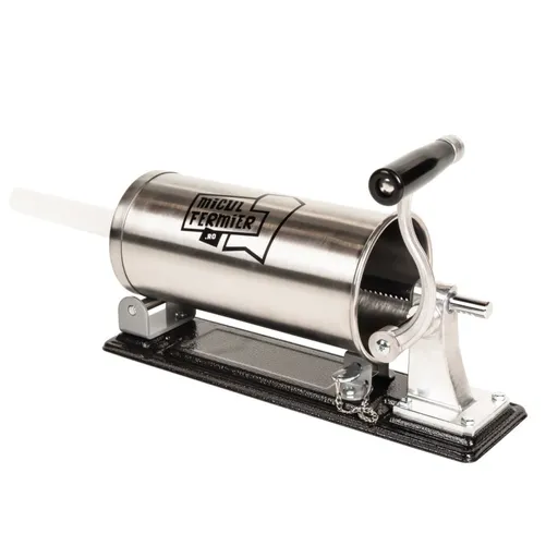 Aparat de umplut carnati Micul Fermier, 4 kg, Inox, orizontal cu 5 palnii incluse