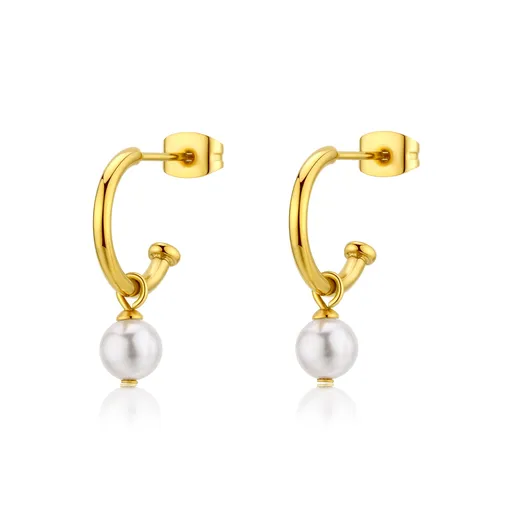 S'Agapõ Cercei rotunzi eleganți placați cu aur cu perle 2v1 Wisdom SWI22