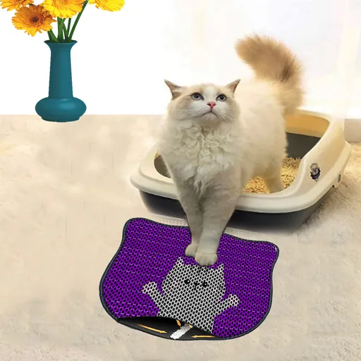 Covoras litiera pentru colectarea granulelor de nisip, Paws & Whiskers, Kdkafa0003, 50% PVC/50% poliester, Multicolor