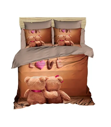 Lenjerie de pat dubla King (IT), 3 piese, L'essentiel Maison, 208, Maro / Bej