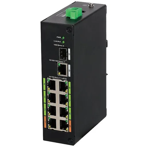 Switch cu 8 porturi ePoE Dahua LR2110-8ET-120, Switching 8.8Gbps, LED