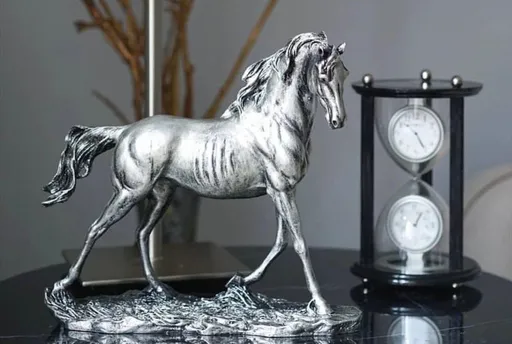 Decoratiune, CY0382, 30x12x43 cm, Poliester, Negru/Argintiu