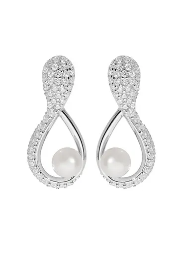 Brilio Silver Cercei unici din argint cu perle adevărate SE05811A