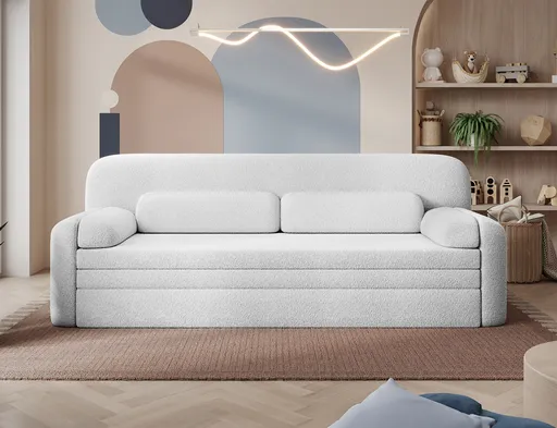 Canapea extensibila 2 locuri ELTAP, Elioss, 236x89x87 cm, lemn/poliester, alb