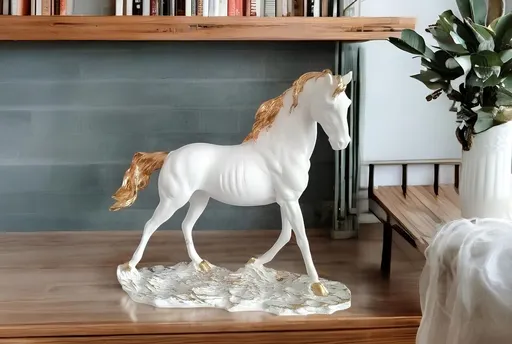 Decoratiune, CY0378, 30x12x43 cm, Poliester, Alb/Auriu