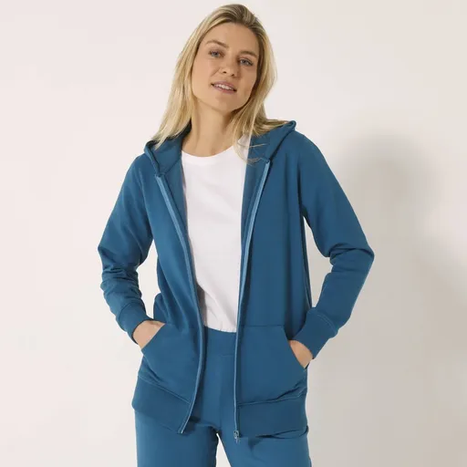 Jachetă cu fermoar și glugă, molton periat