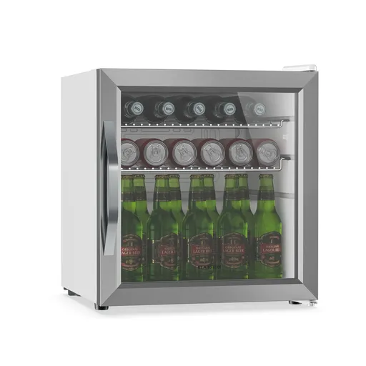 Klarstein Beersafe frigider pentru băuturi cu uși din sticlă | 44 x 48 cm | Iluminare interioară LED | Argintiu-alb