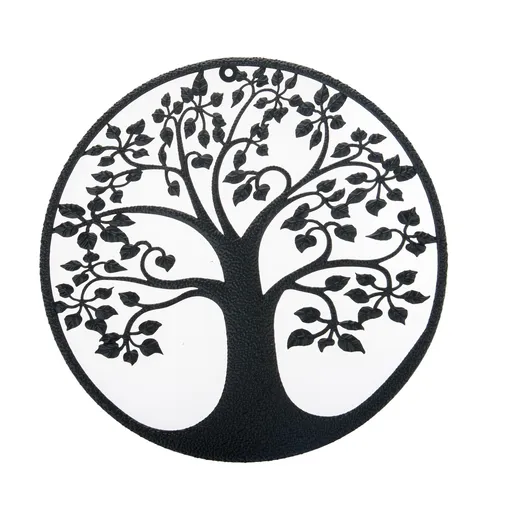Decorație metalică de perete Arborele viețiinegru, 59 cm