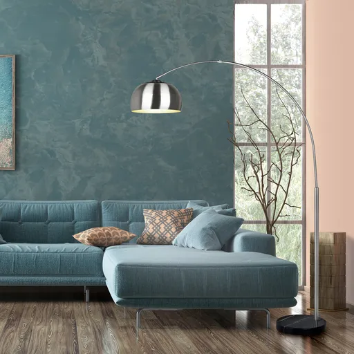 Lampadar Argentina, TRIO, 38x172.5x200 cm, 60W, 1x E27, metal, argintiu mat/negru