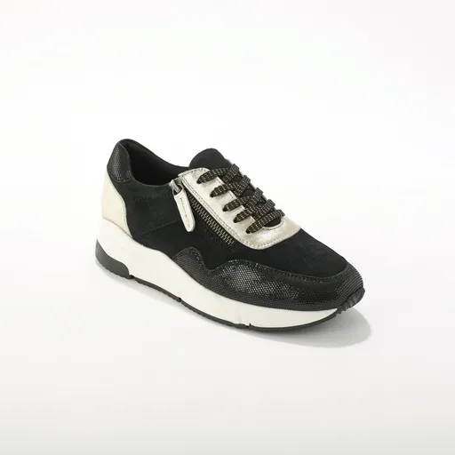 Adidași cu șireturi și fermoar, din piele