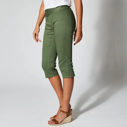 Pantaloni 3/4 extensibili cu efect de burtă plată