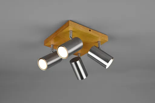 Plafoniera Marley, TRIO, 22x22x16 cm, 35W, 4x GU10, metal, argintiu mat/natur