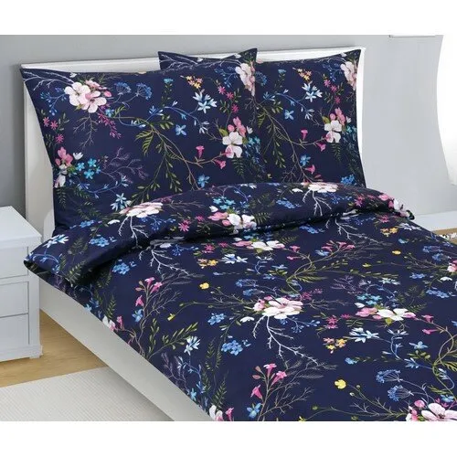 Bellatex Lenjerie de pat din bumbac Floare de măr,albastru închis, 140 x 200 cm, 70 x 90 cm