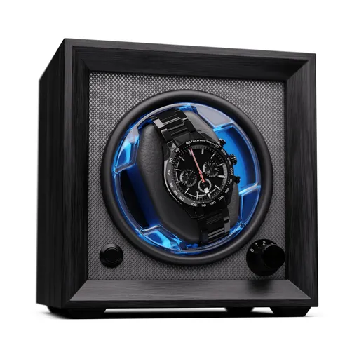 Klarstein Brienz 1, cutie de întors ceasuri, 1 ceas, 4 moduri, aspect de lemn, lumină interioară albastră