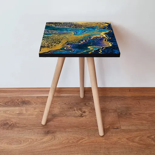 Masuta, Hanah Home, Shp91, 35x42x35 cm, Bleumarin / Albastru / Auriu / Mov