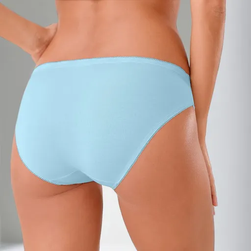 Set de 3 chiloți midi din bumbac elastic cu dantelă