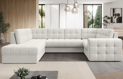 Coltar extensibil stanga 5 locuri ELTAP, LT-01ROY, Blewett, 299x198x82 cm, lemn/poliester, alb