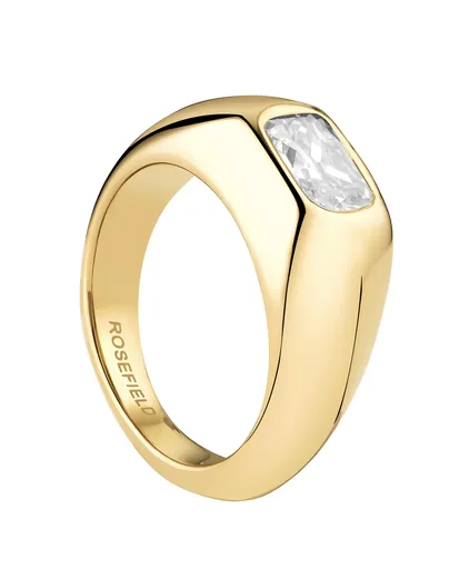 Rosefield Inel din oțel placat cu aur, cu zircon Octagon JROZ 54 mm