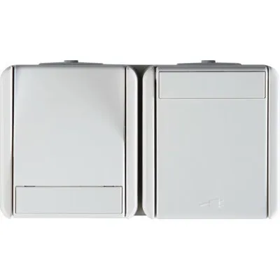 Priza Sch+Cap Sc oriz IP44alb, TEM Modul TEM-CF16PW-U