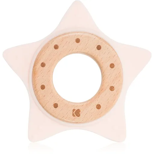 Kikkaboo Silicone and Wood Teether Star jucărie pentru dentiție Pink 1 buc