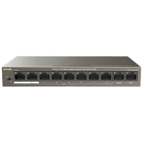 Switch TENDA TND-TEF1110P-8-63W, 8 porturi 10/100Mbps PoE, 2 porturi Uplink 10/100Mbps