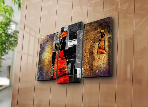 Tablou decorativ, 3PATK-103, 20 x 39 cm, 2 piese, Multicolor