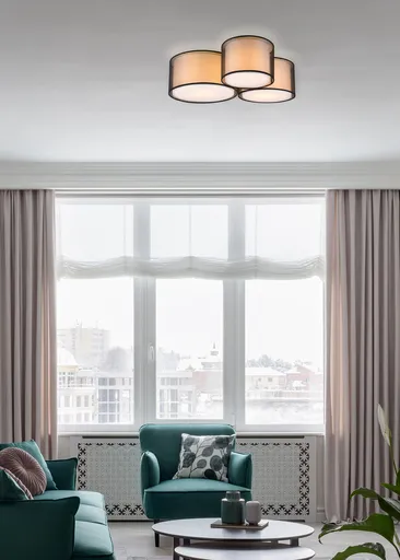 Plafoniera Burton, TRIO, 65x55x21.5 cm, 40W, 3x E27, metal, negru mat