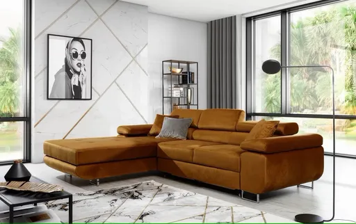 Coltar extensibil stanga 4 locuri ELTAP, Armd-87, Armando, 289x203x85 cm, lemn/poliester, mustar