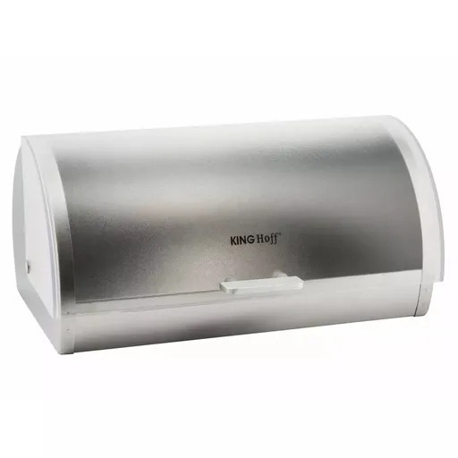Cutie pentru paine Kinghoff KH 3203, 39.5x28x18.5 cm, Otel, Capac semi-transparent, Alb/Gri