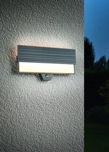 Aplica de perete pentru exterior cu senzor Mariza, TRIO, 40x20.5 cm, 10W, 1x SMD, aluminiu, antracit