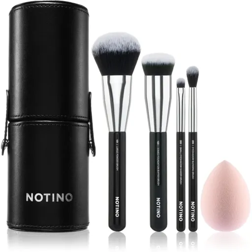 Notino Makeup Brushes Essential Professional Make-Up Brushes & Sponge Set set de pensule cu husă 5 buc