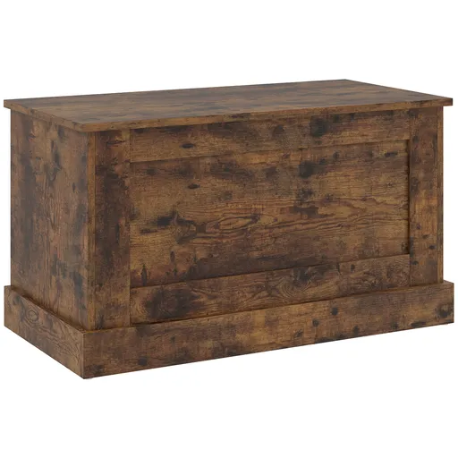 HOMCOM Cufăr de depozitare, cutie pentru jucării, cu balama de siguranță, pentru living, din lemn, 80 x 40 x 45 cm, maro rustic | Aosom Romania