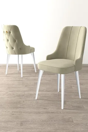 Set scaune 4 piese, Hanah Home, Newa, Crem/Alb