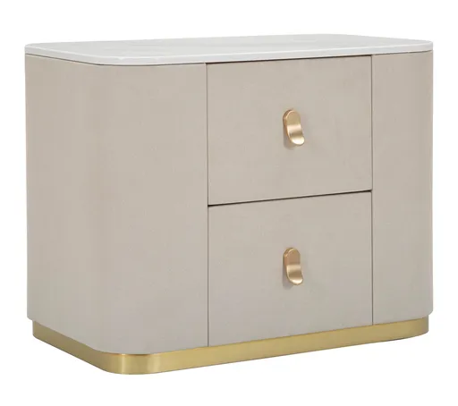 Noptiera, Beauty, Mauro Ferretti, 60 x 40 x 47 cm, lemn de pin/MDF/metal, crem/auriu