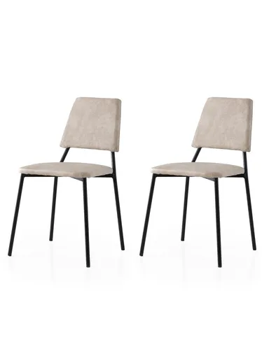 Set scaune 2 piese, Hanah Home, Lıma, Negru / Ecru