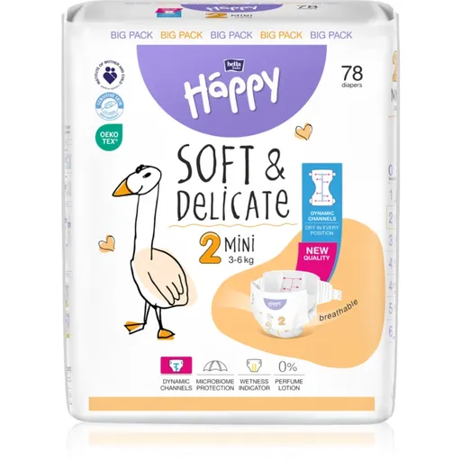 Bella Baby Happy Soft&Delicate Size 2 Mini scutece de unică folosință 3-6 kg 78 buc