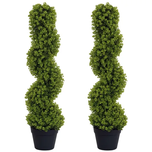 HOMCOM Set de 2 plante decorative, Plante artificiale în ghiveci, Plante artificiale pentru casă, interior, exterior, 90 cm, Verde | Aosom Romania