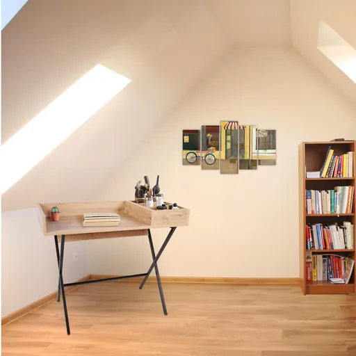 Birou, Hanah Home, Roma, 100x50x89 cm, Stejar / Negru