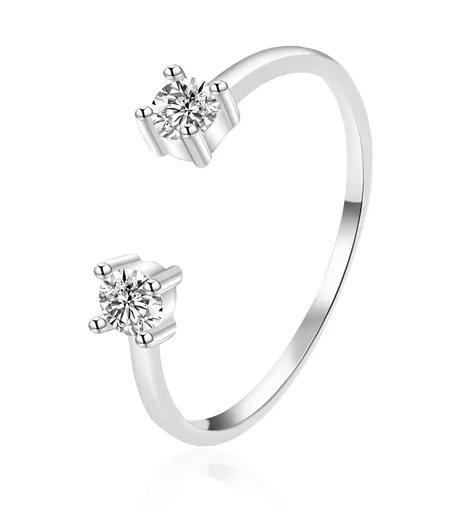 Agato Inel deschis din argint cu zirconi AGT-R20W 52 mm