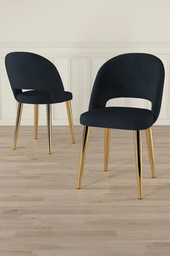 Set scaune 6 piese, Hanah Home, Pane, Antracit / Aur