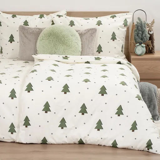 Lenjerie de pat din flanel 4Home Little Trees, 140 x 220 cm, 70 x 90 cm
