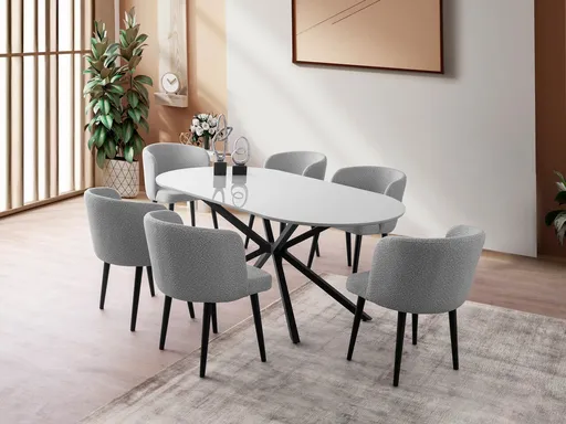 Masa, Hanah Home, Aura, 180x79x90 cm, Gri deschis