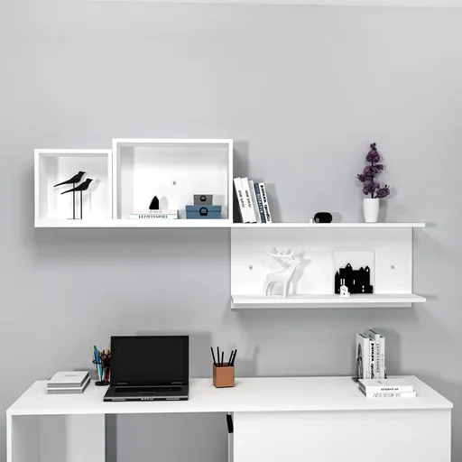 Raft de perete, Hanah Home, Akser, 180x80.4x19.6 cm, Alb