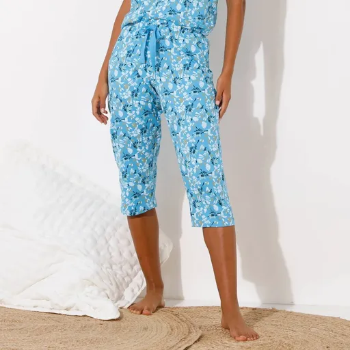 Pantaloni de pijama cu imprimeu petale 3/4
